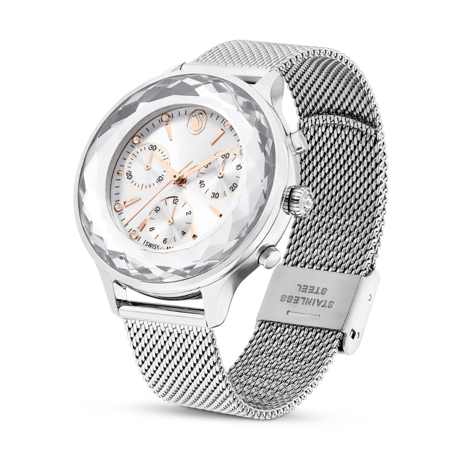 Swarovski Nova Chrono Watch, Swiss Made, Metal Bracelet, Silver Tone, Stainless Steel -Swarovski