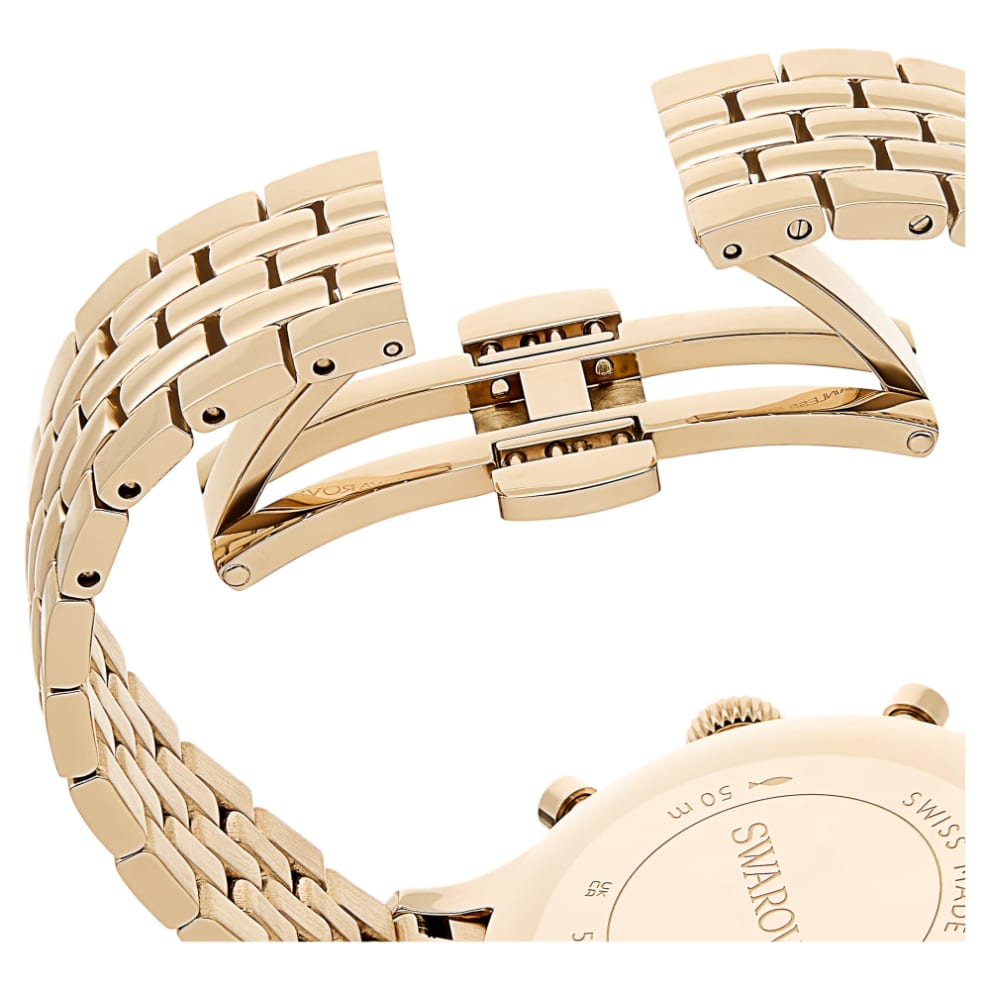 Swarovski Octea chrono Watch, Swiss Made, Metal Bracelet, Gold tone, Champagne gold-tone finish -Swarovski