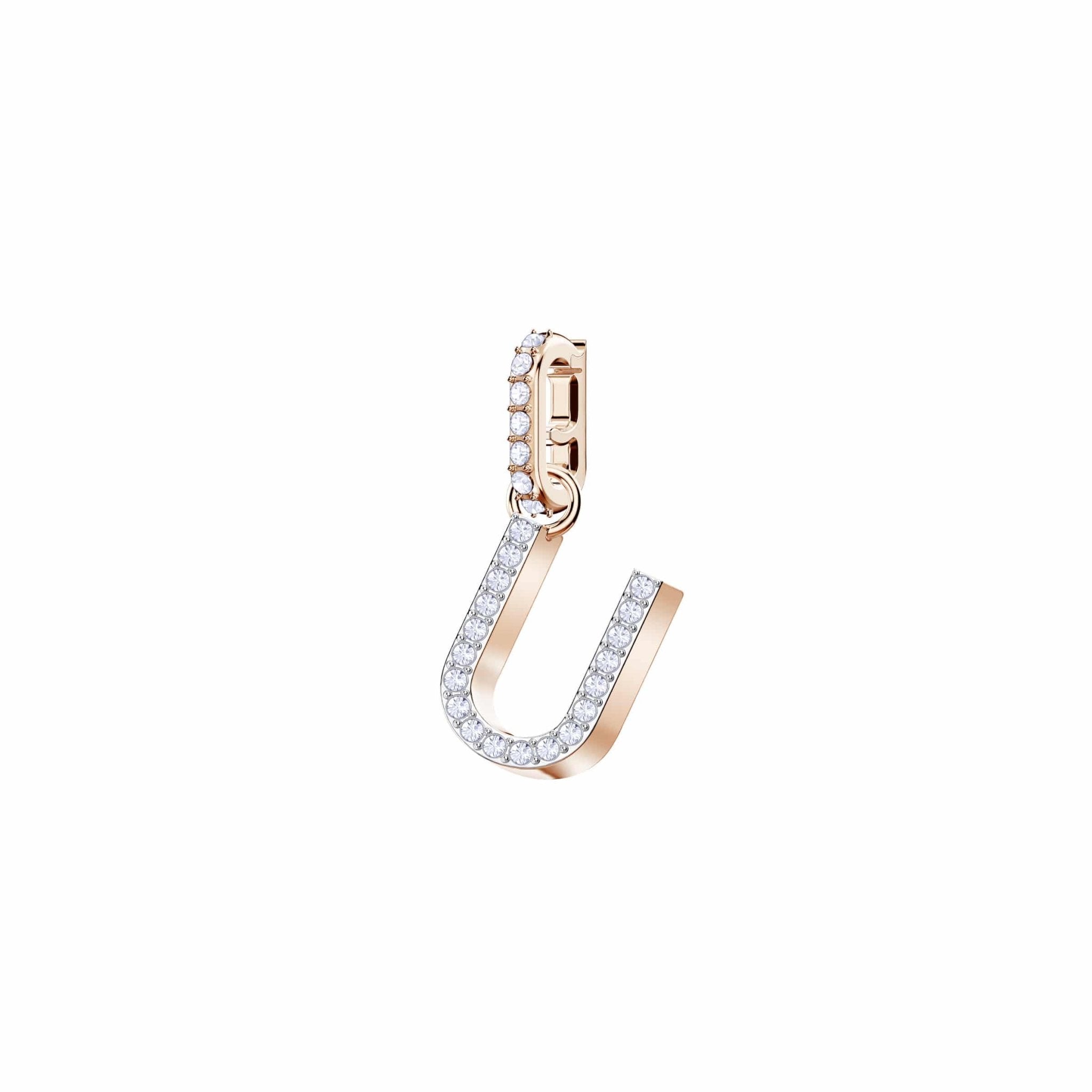 Swarovski Remix Collection Charm U, White, Rose-Gold Tone Plated -Swarovski