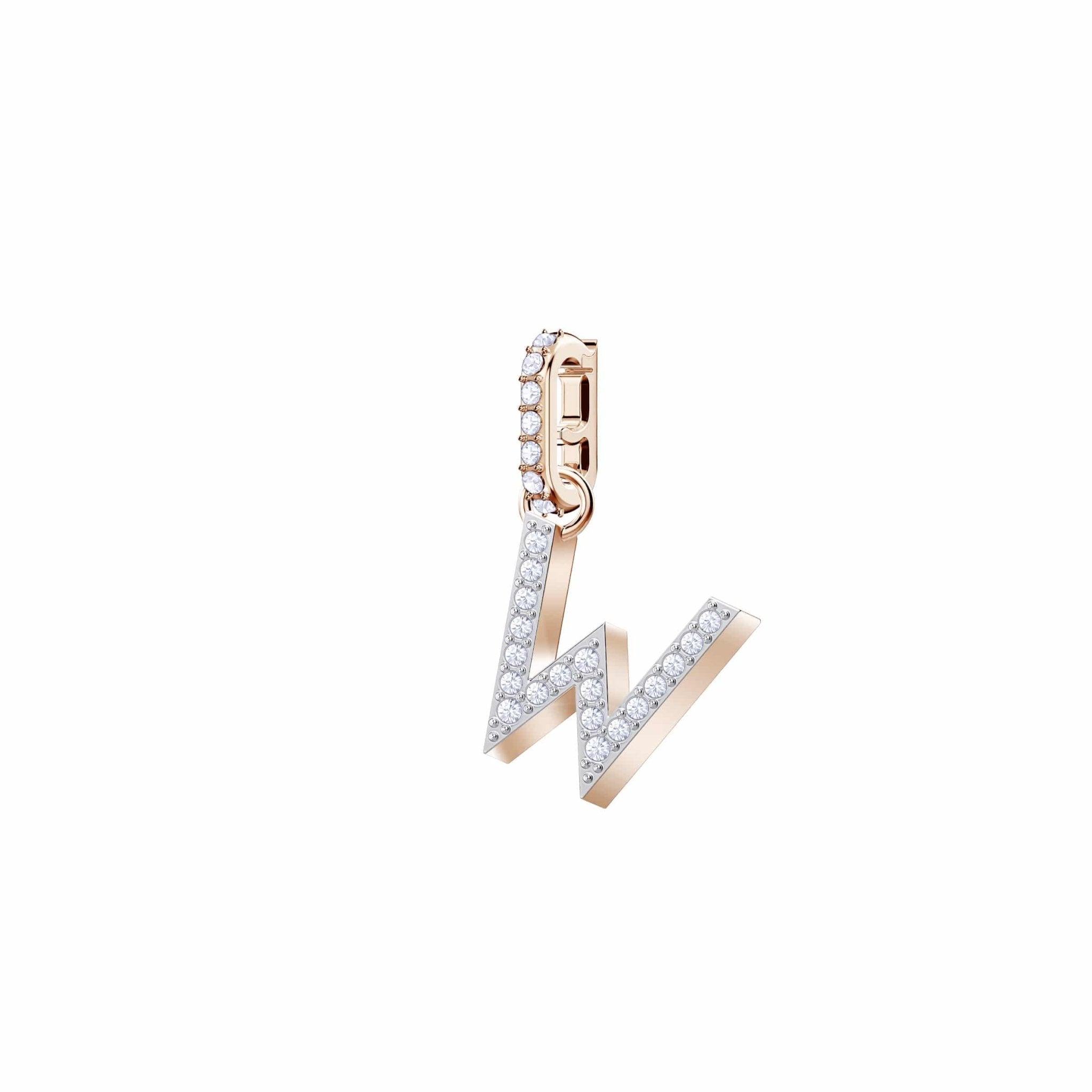 Swarovski Remix Collection Charm W, White, Rose-Gold Tone Plated -Swarovski