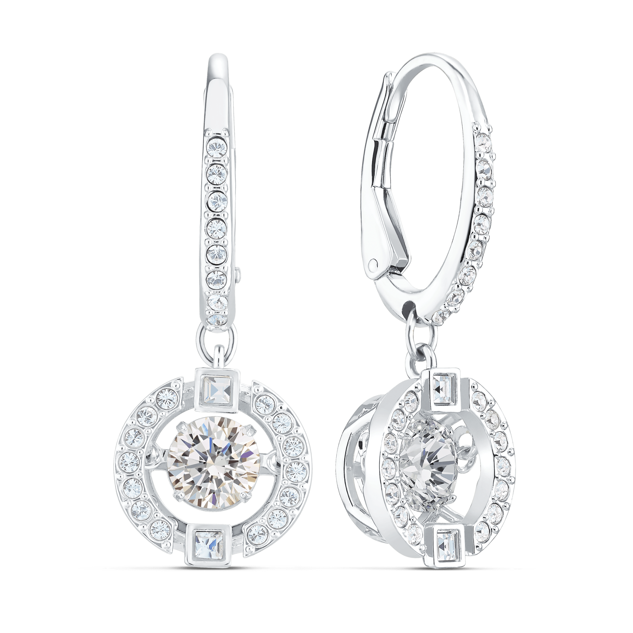 Swarovski Sparkling Dance Pierced Earrings, White, Rhodium Plated -Swarovski