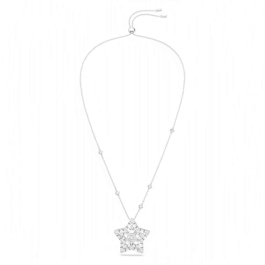 Swarovski Stella Pendant Mixed Cuts, Star, White, Rhodium Plated -Swarovski