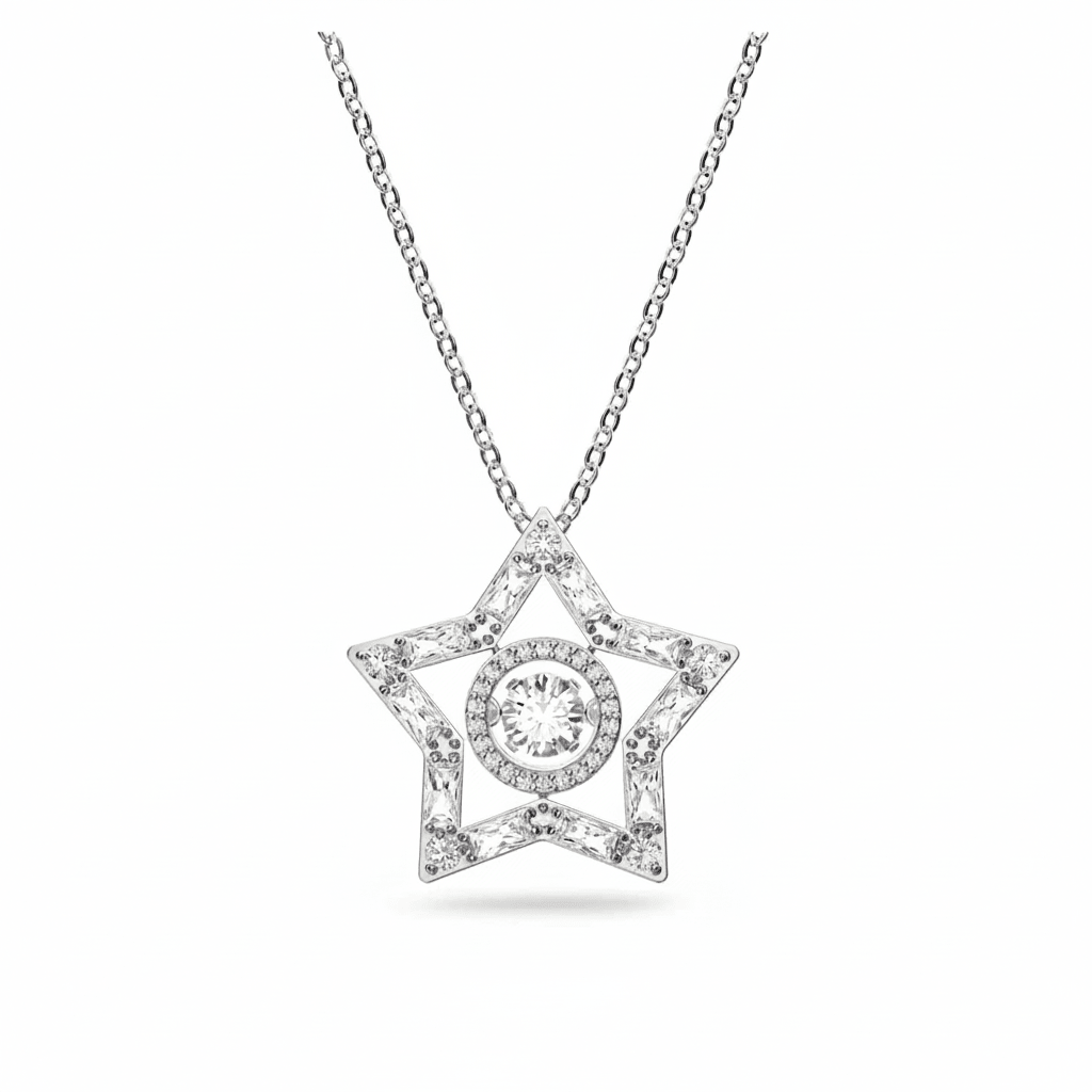 Swarovski Stella Pendant Mixed Cuts, Star, White, Rhodium plated -Swarovski