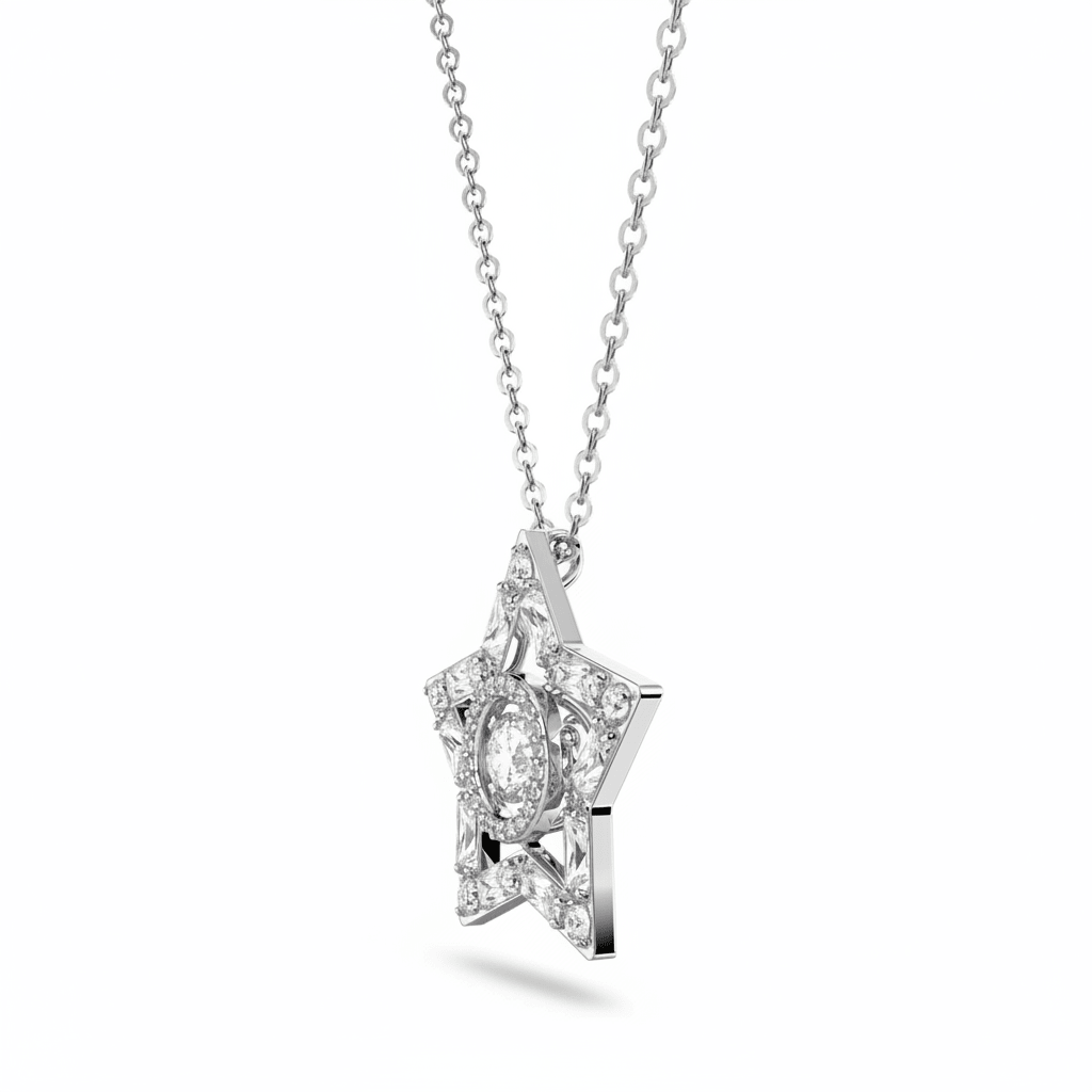 Swarovski Stella Pendant Mixed Cuts, Star, White, Rhodium plated -Swarovski