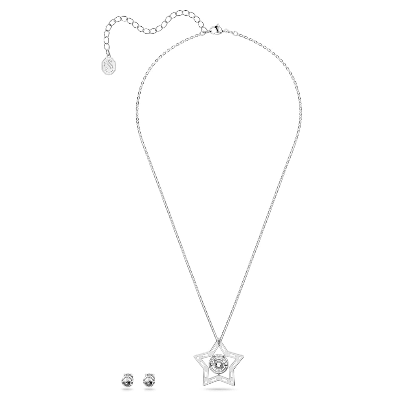 Swarovski Stella set Mixed cuts, Star, White, Rhodium plated -Swarovski
