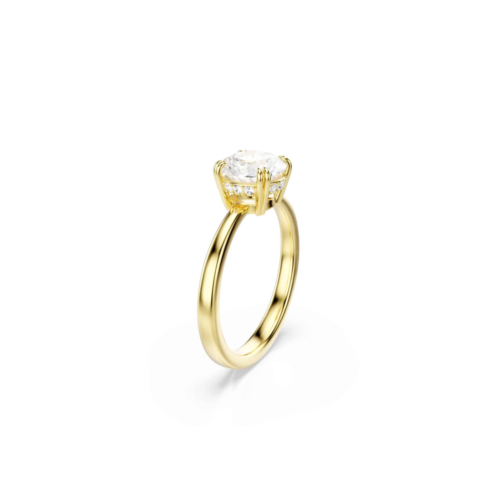 Swarovski Stilla Attract Cocktail Ring, Round Cut, White, Gold-tone Plated -Swarovski