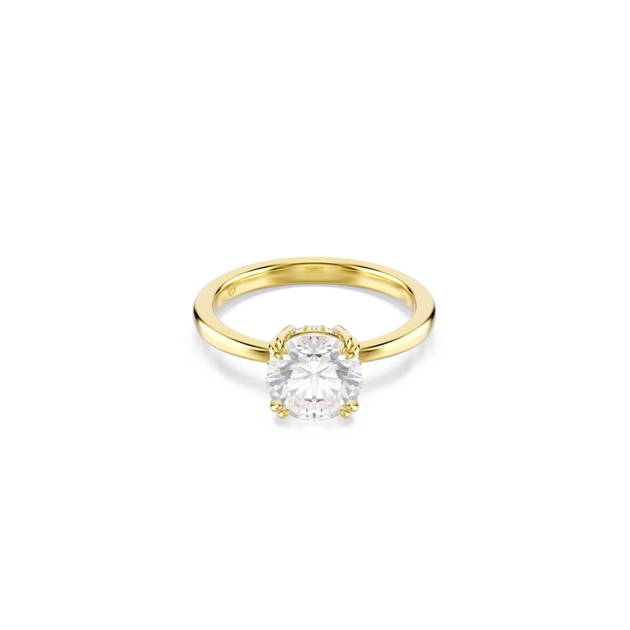 Swarovski Stilla Attract Cocktail Ring, Round Cut, White, Gold-tone Plated -Swarovski