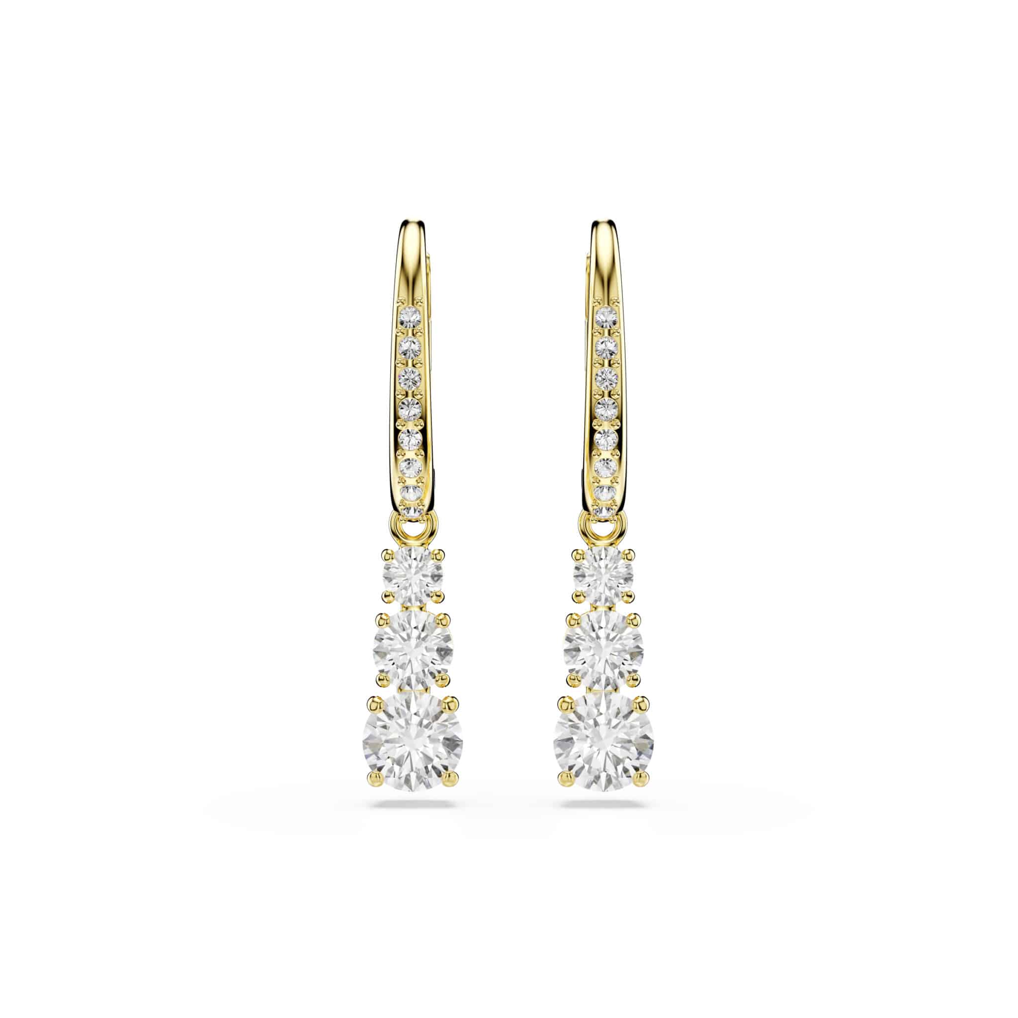 Swarovski Stilla Attract Hoop Earrings, Round Cut, White, Gold-tone Plated -Swarovski