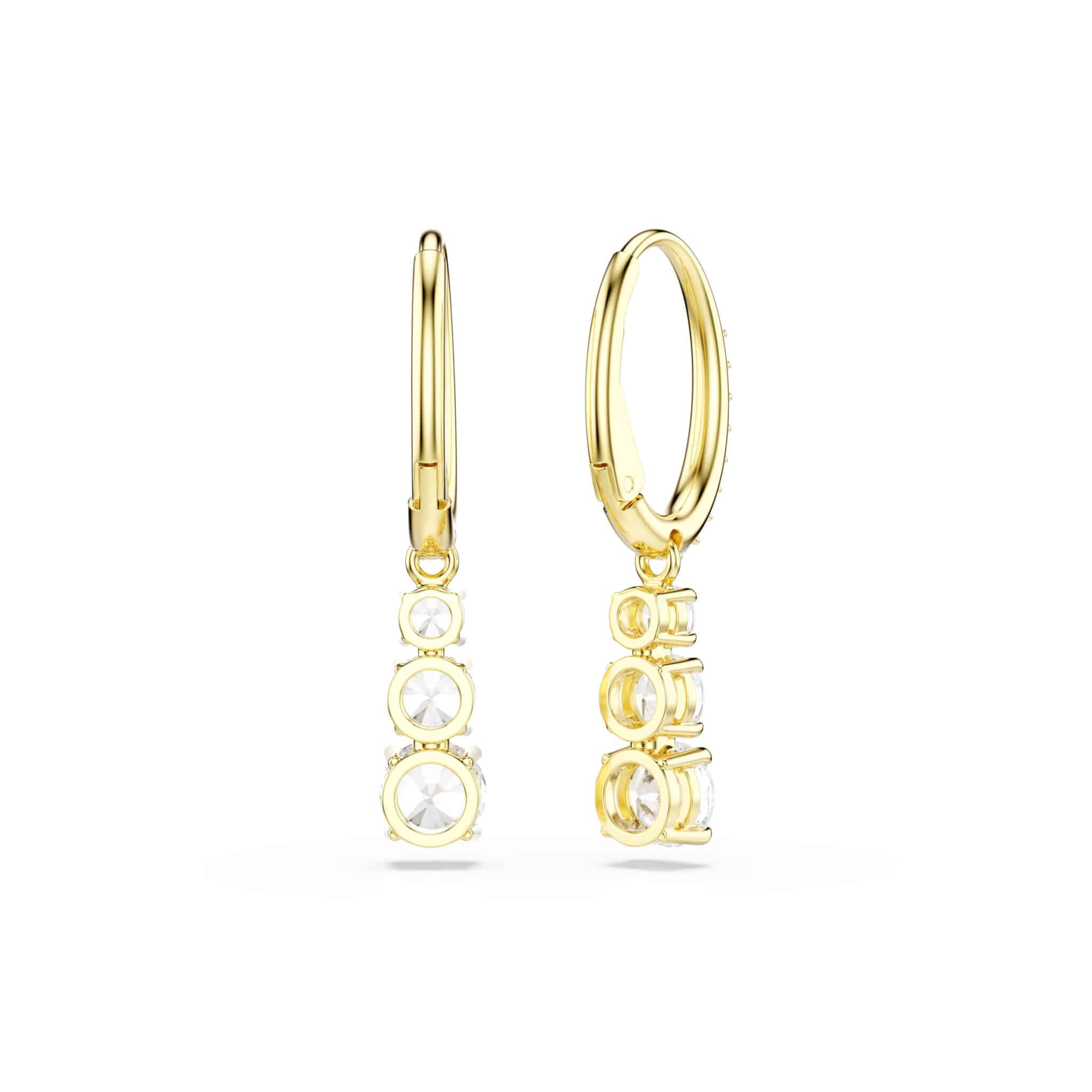 Swarovski Stilla Attract Hoop Earrings, Round Cut, White, Gold-tone Plated -Swarovski