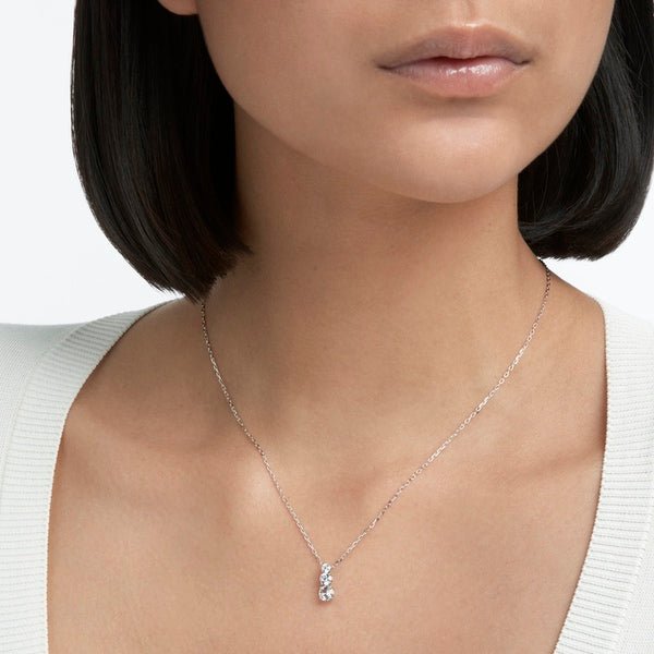 Swarovski Stilla Attract pendant round cut, White, Rhodium plated -Swarovski