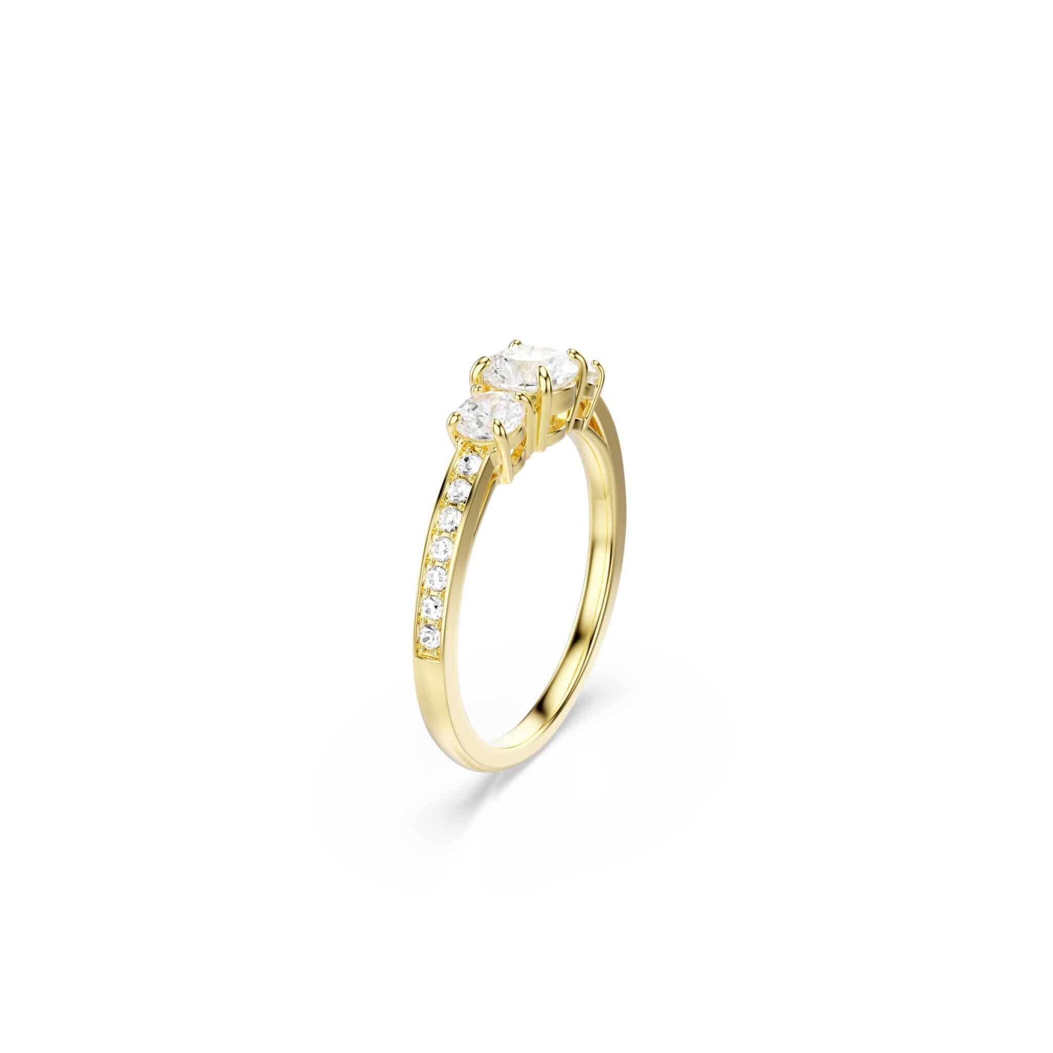 Swarovski Stilla Attract Ring, Round Cut, White, Gold-tone Plated -Swarovski
