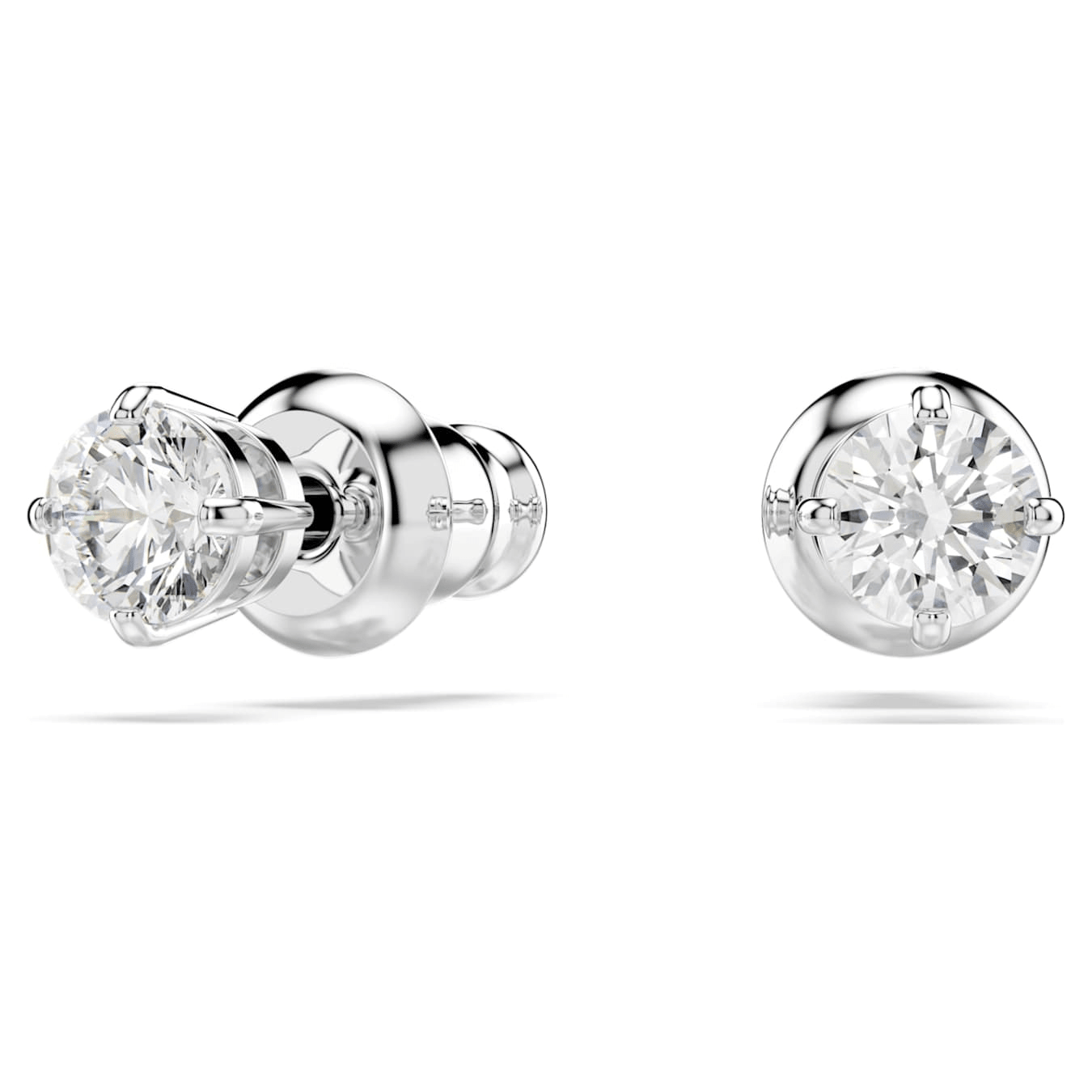 Swarovski Stilla Attract stud earrings Round cut, White, Rhodium plated -Swarovski