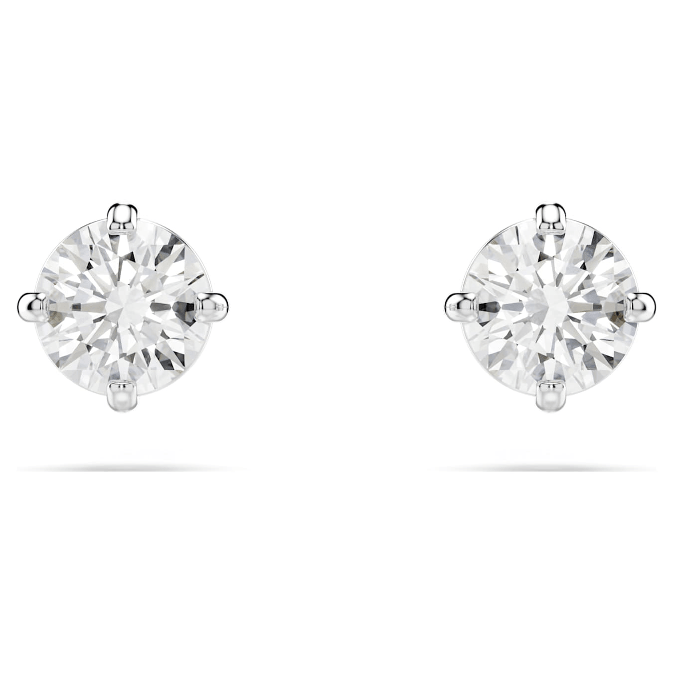 Swarovski Stilla Attract stud earrings Round cut, White, Rhodium plated -Swarovski