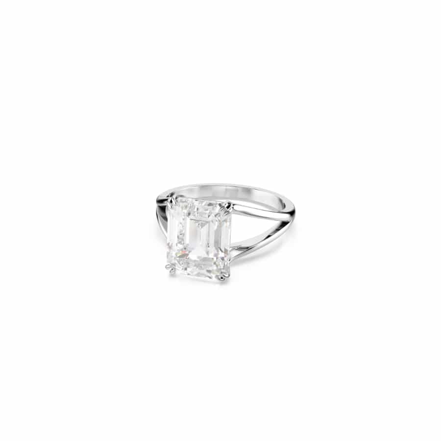 Swarovski Stilla Cocktail Ring, Octagon Cut, White, Rhodium Plated -Swarovski