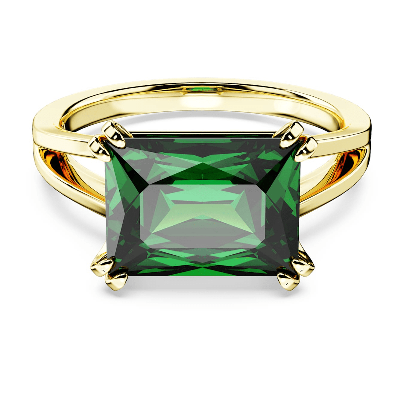 Swarovski Stilla cocktail ring Rectangular cut, Green, Gold-tone plated -Swarovski