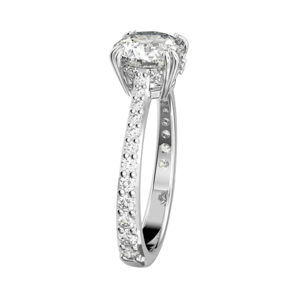 Swarovski Stilla Cocktail Ring Round Cut, Pavé, White, Rhodium Plated -Swaroski