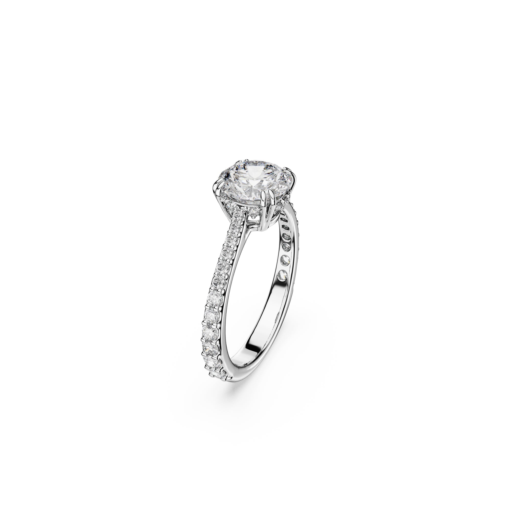 Swarovski Stilla Cocktail ring, Round cut, Pavé, White, Silver-tone finish -Swarovski