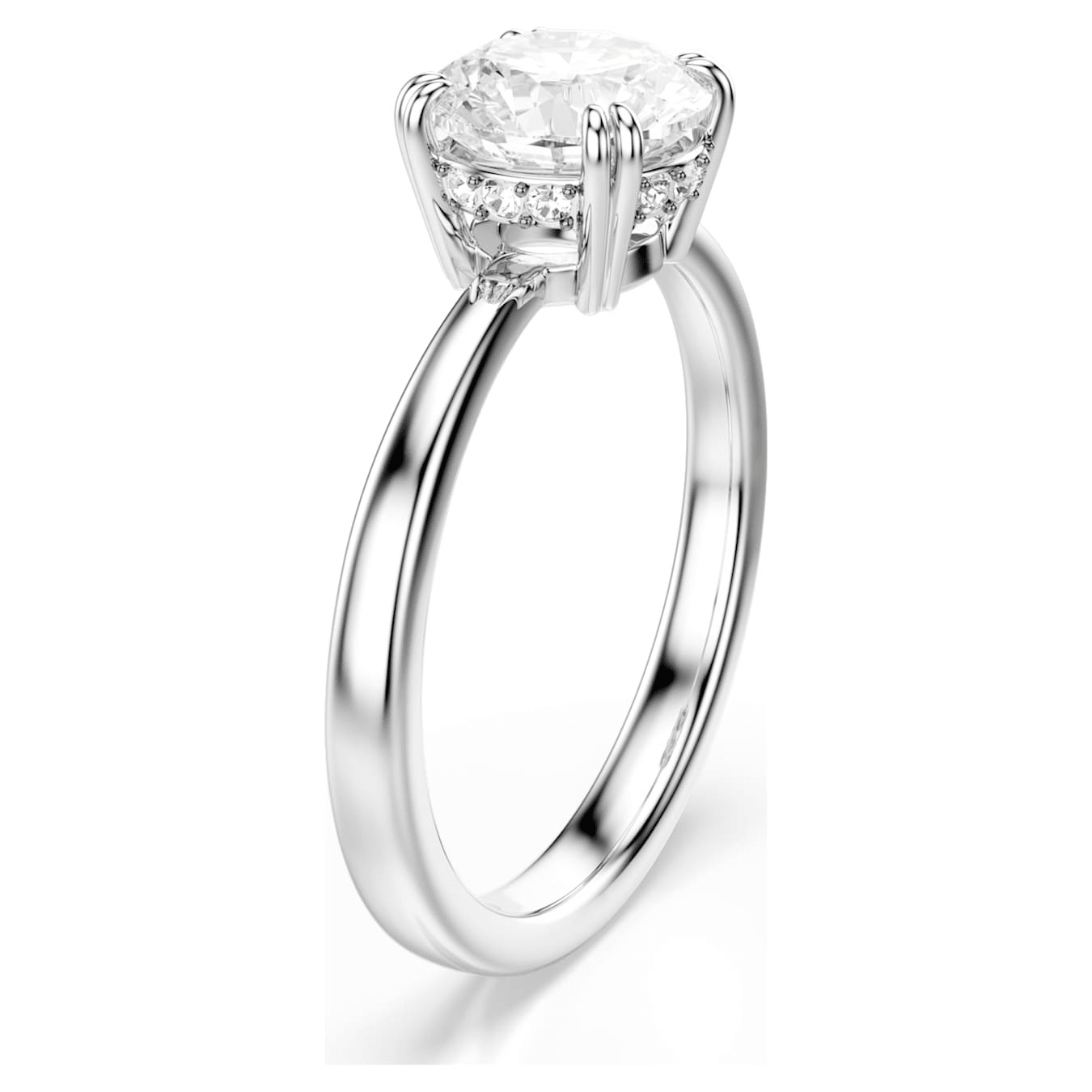 Swarovski Stilla Cocktail Ring Round Cut, White, Rhodium Plated -Swarovski