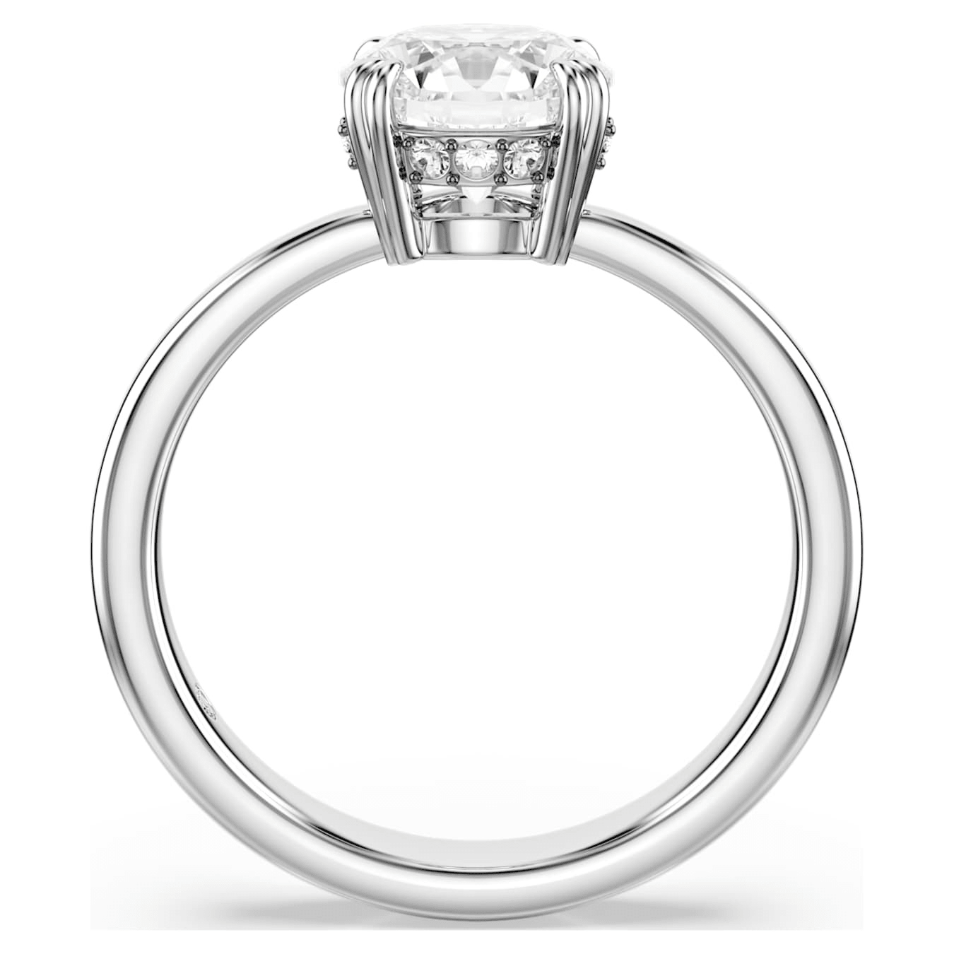 Swarovski Stilla Cocktail Ring Round Cut, White, Rhodium Plated -Swarovski