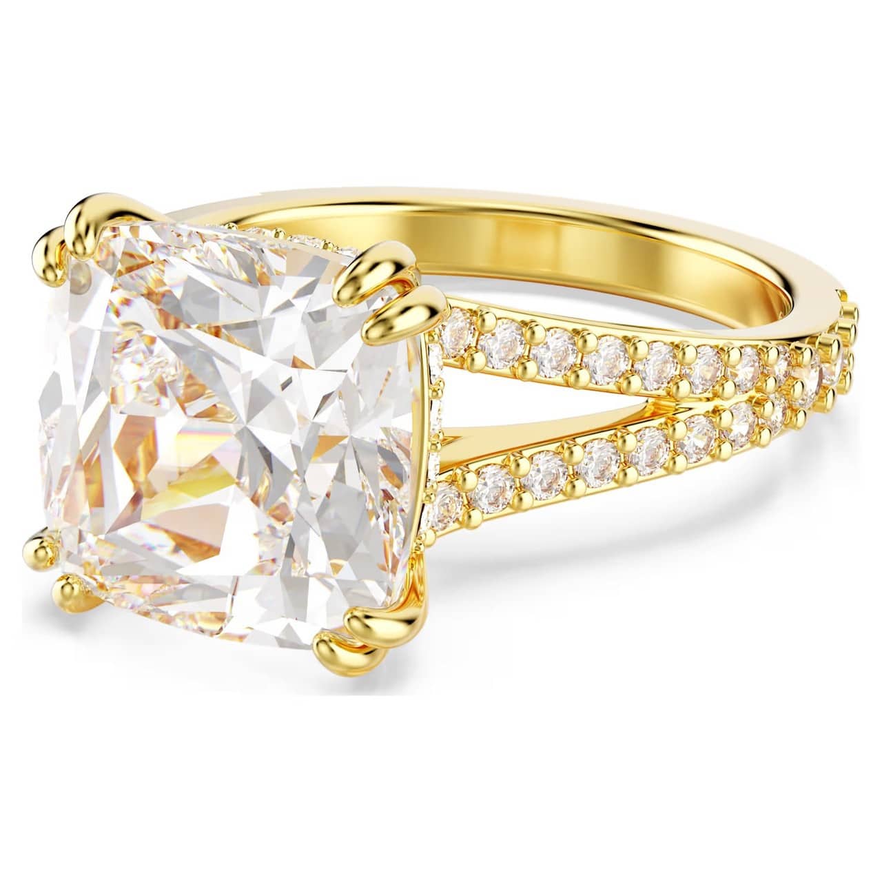 Swarovski Stilla Cocktail Ring Square Cut, White, Gold-tone Plated -Swarovski