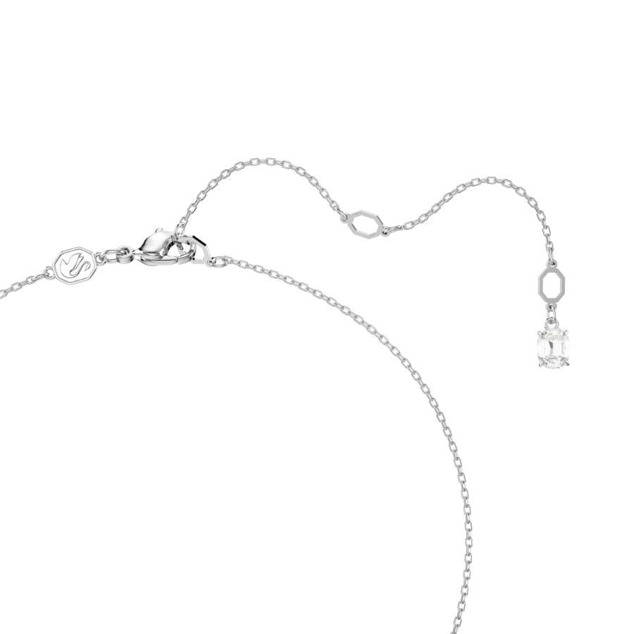 Swarovski Stilla Pendant, Octagon Cut, White, Rhodium Plated -Swarovski