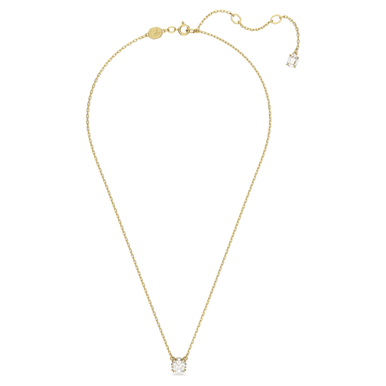 Swarovski Stilla pendant Round cut, White, 18K gold finish -Swarovski