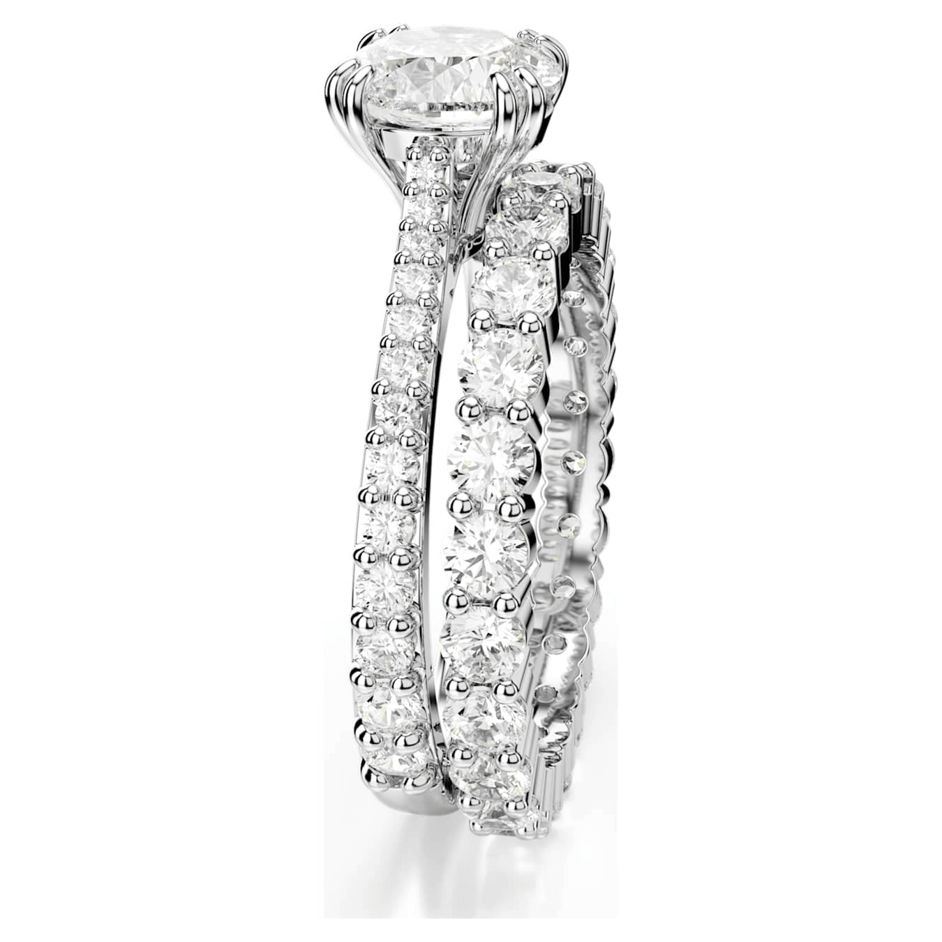 Swarovski Stilla ring Set (2), Round cut, White, Rhodium plated -Swarovski