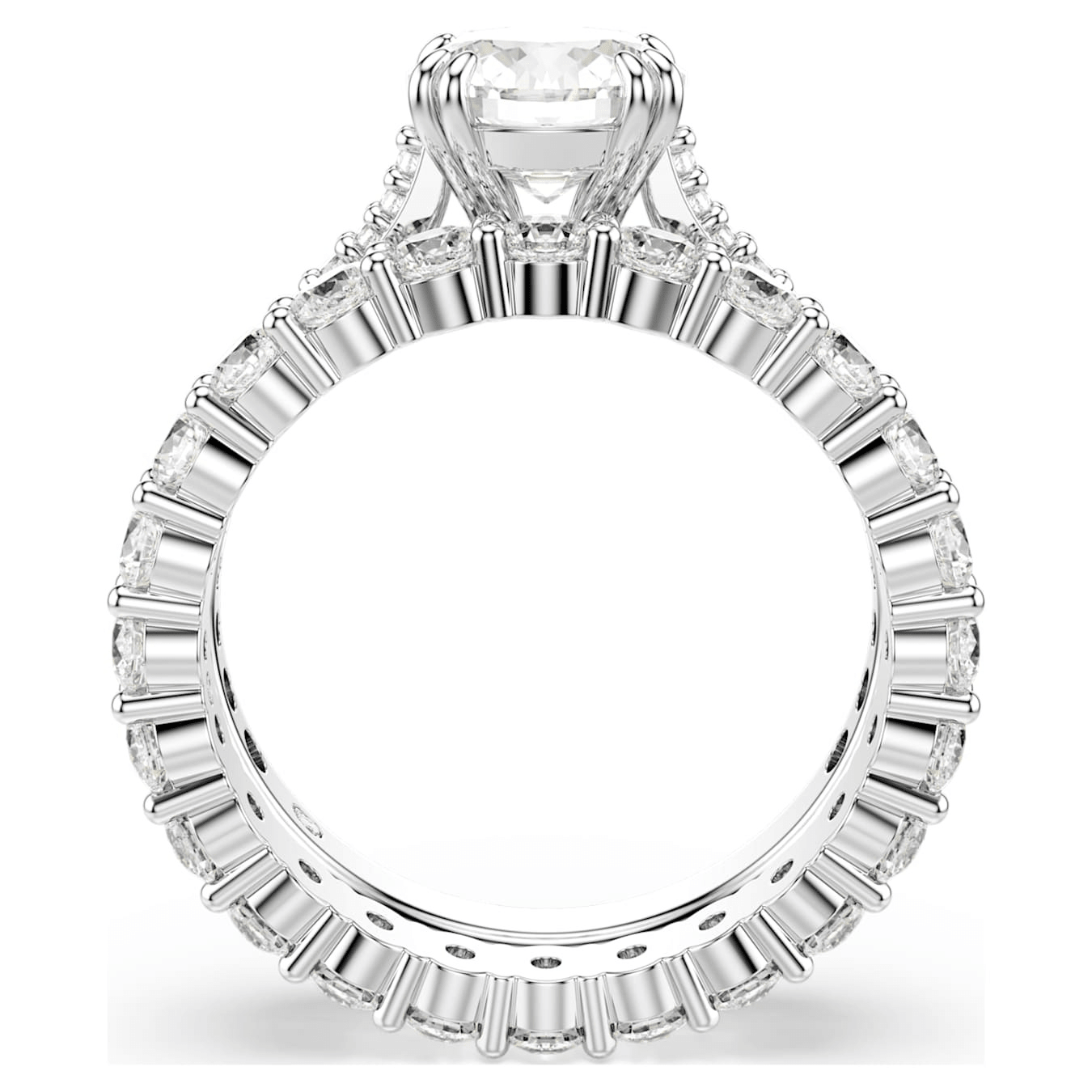 Swarovski Stilla ring Set (2), Round cut, White, Rhodium plated -Swarovski