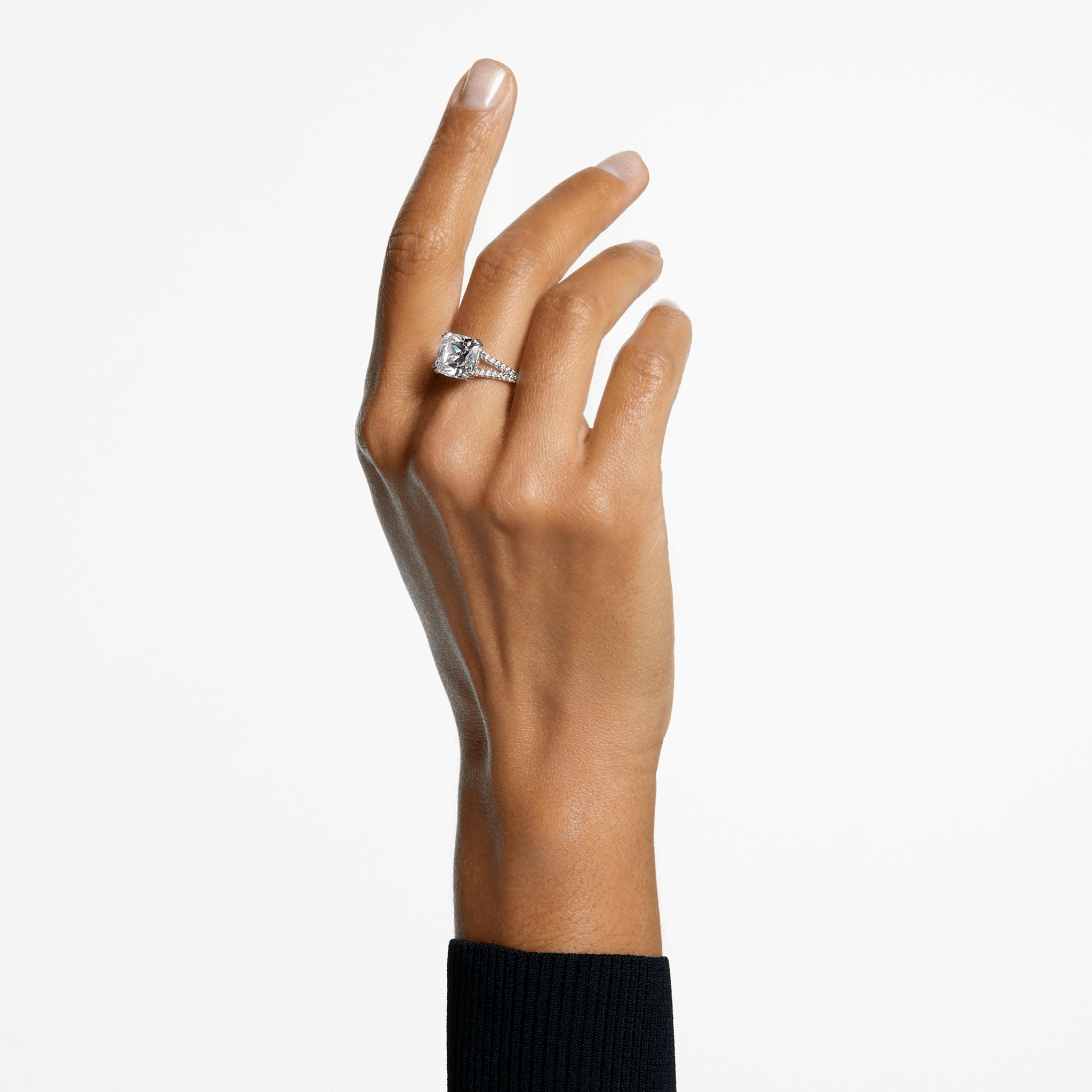 Swarovski Stilla Ring, Square Cut, White, Silver-tone Finish -Swarovski