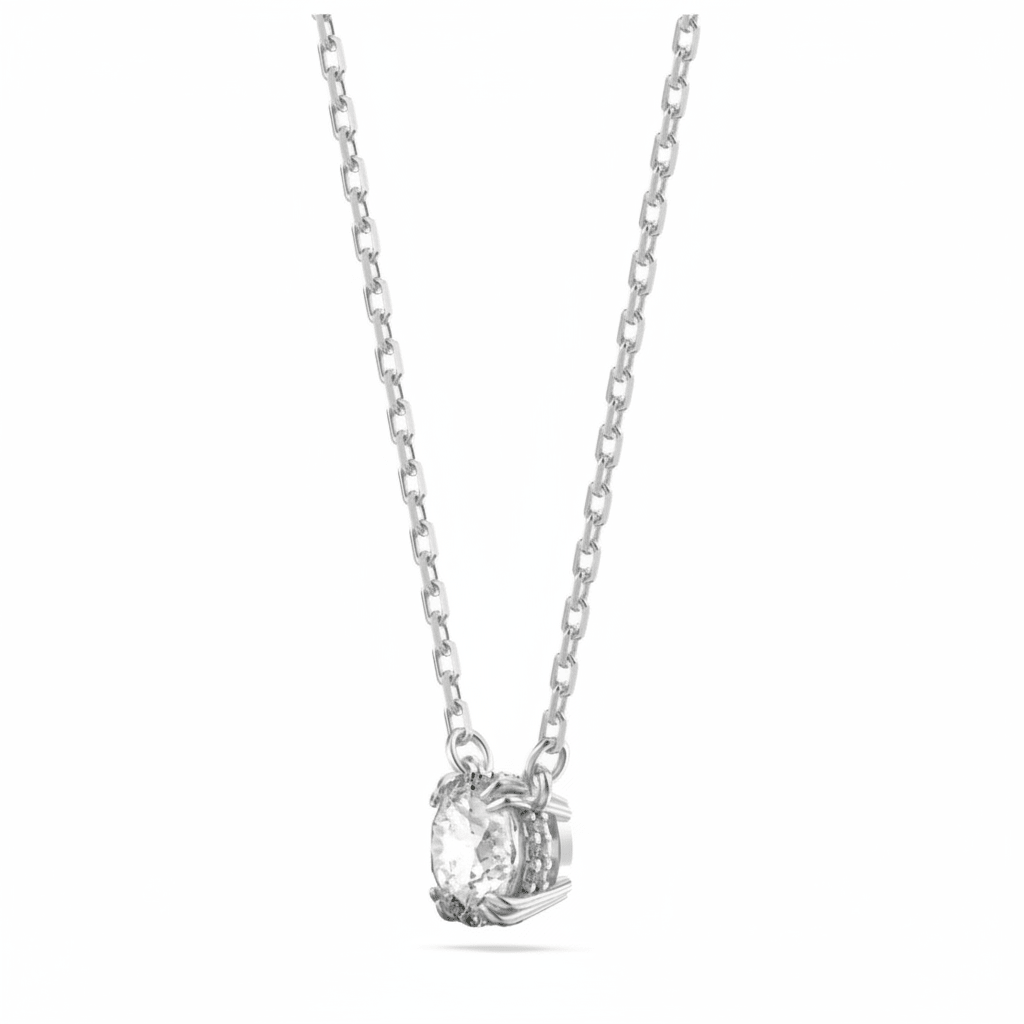 Swarovski Stilla set Round cut, White, Rhodium plated -Swarovski