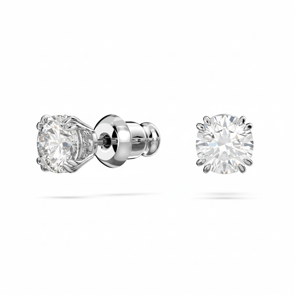 Swarovski Stilla set Round cut, White, Rhodium plated -Swarovski