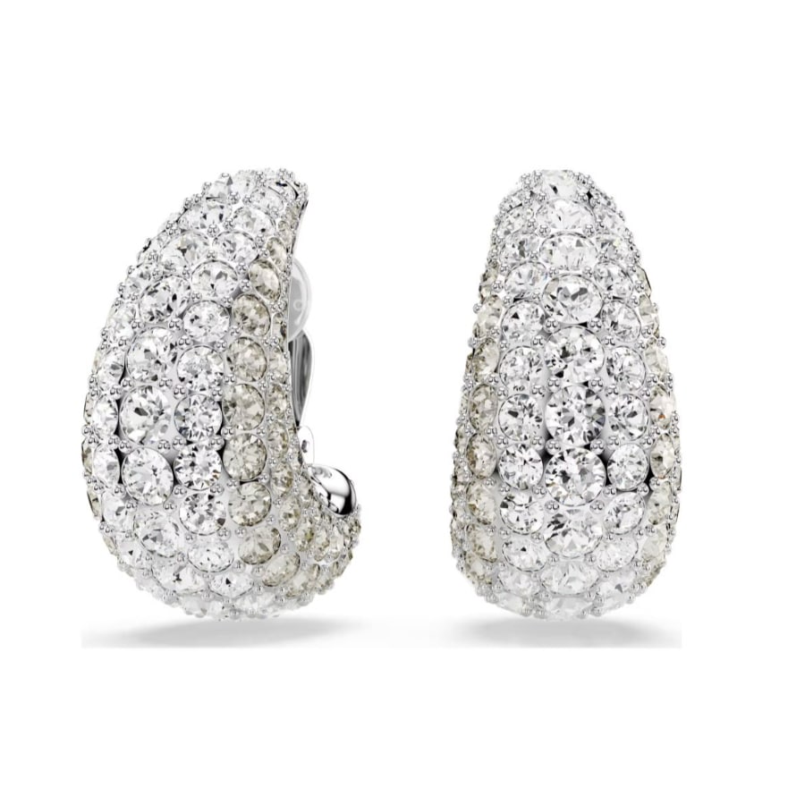 Swarovski Sublima Drop earrings, White, Rhodium Plated -Swarovski