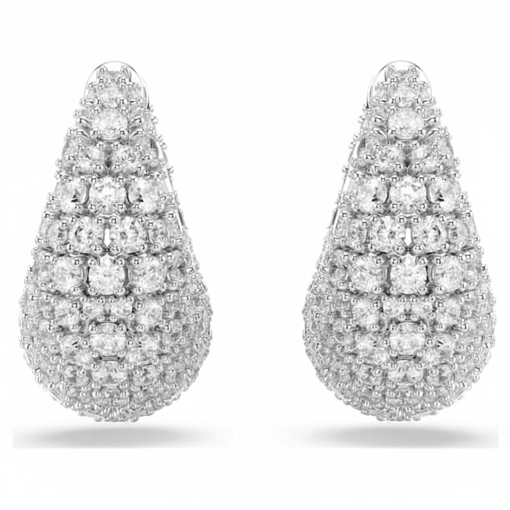 Swarovski Sublima earrings Large, White, Rhodium plated -Swarovski