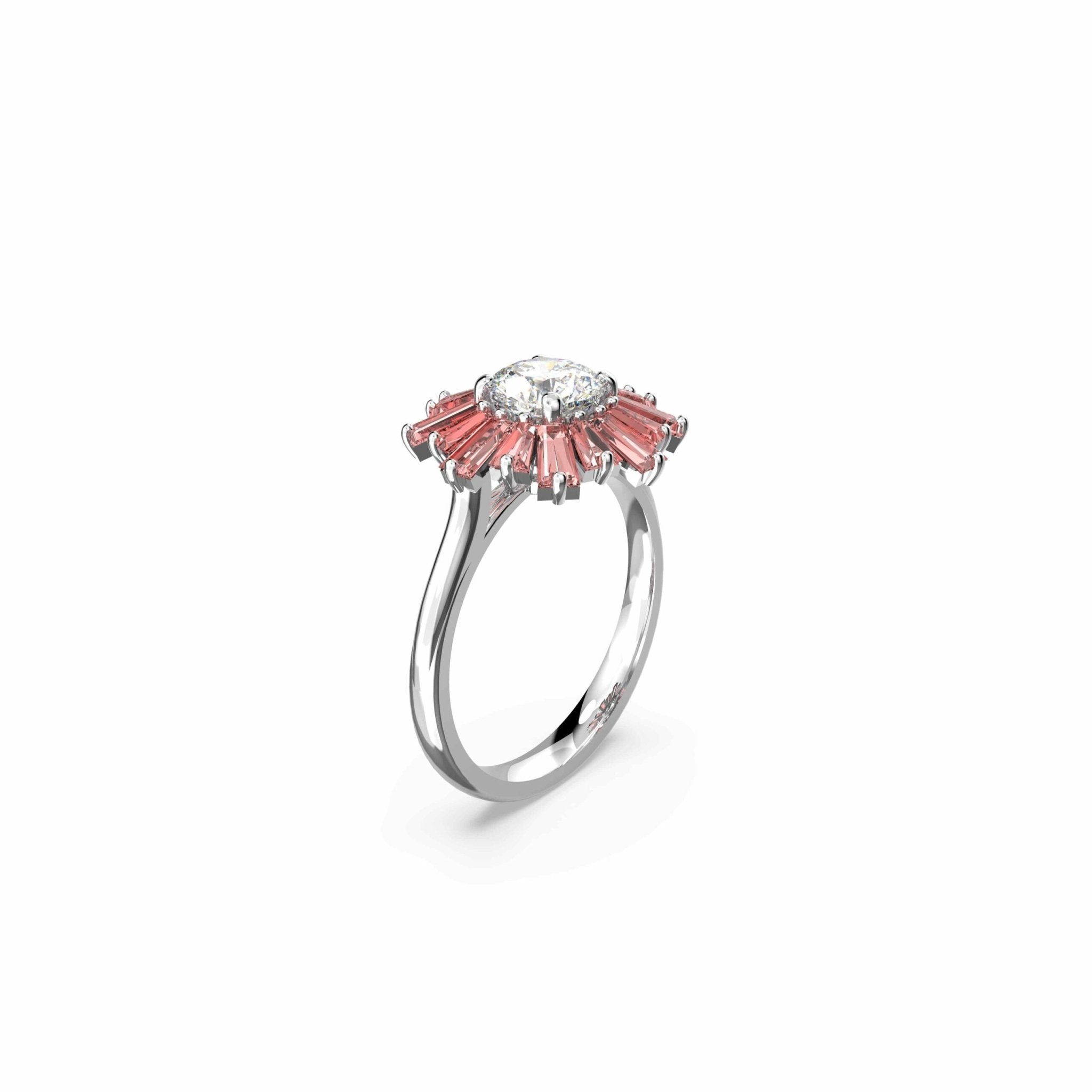 Swarovski Sunshine ring, Pink, Rhodium plated -Swarovski