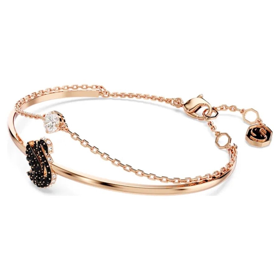 Swarovski Swan, Black, Rose gold-tone plated -Swarovski