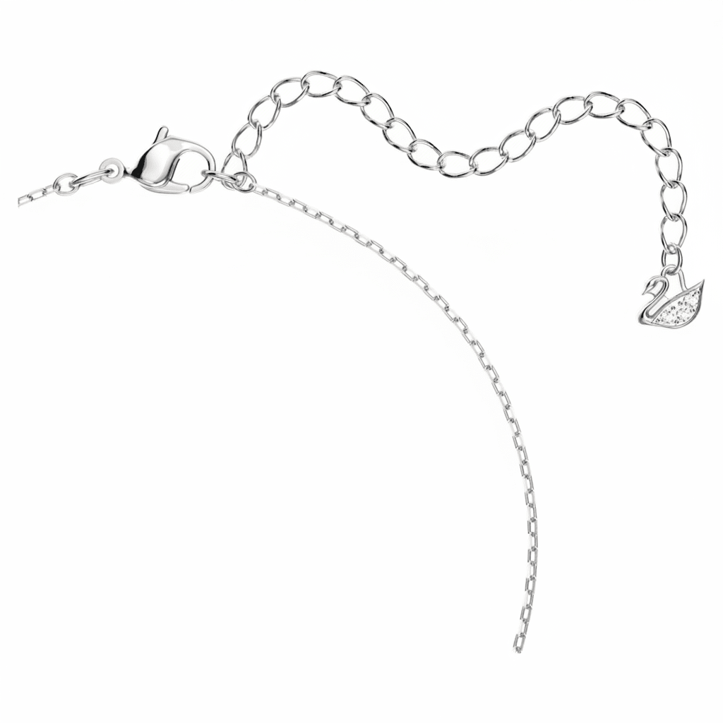 Swarovski Swan necklace Dancing swan, Blue, Rhodium plated -Swarovski