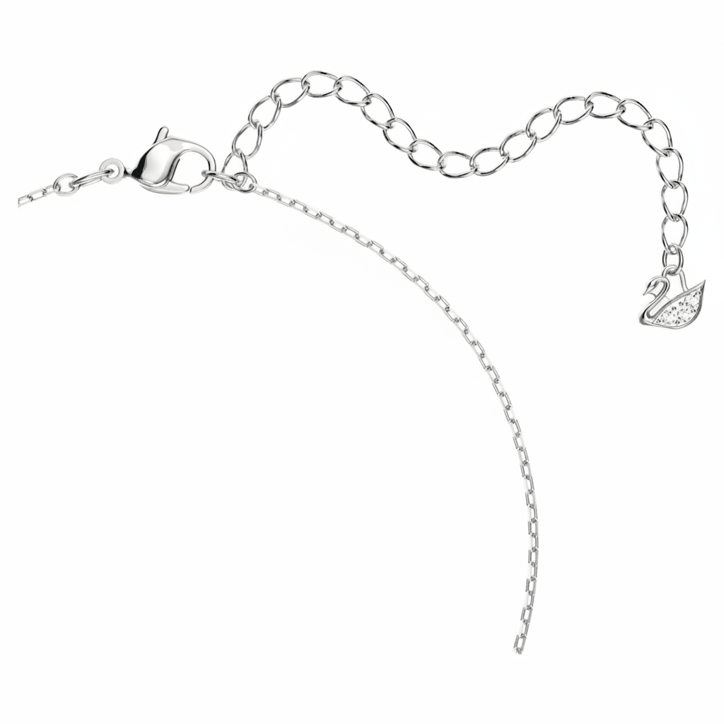 Swarovski Swan necklace Dancing swan, White, Rhodium plated -Swarovski