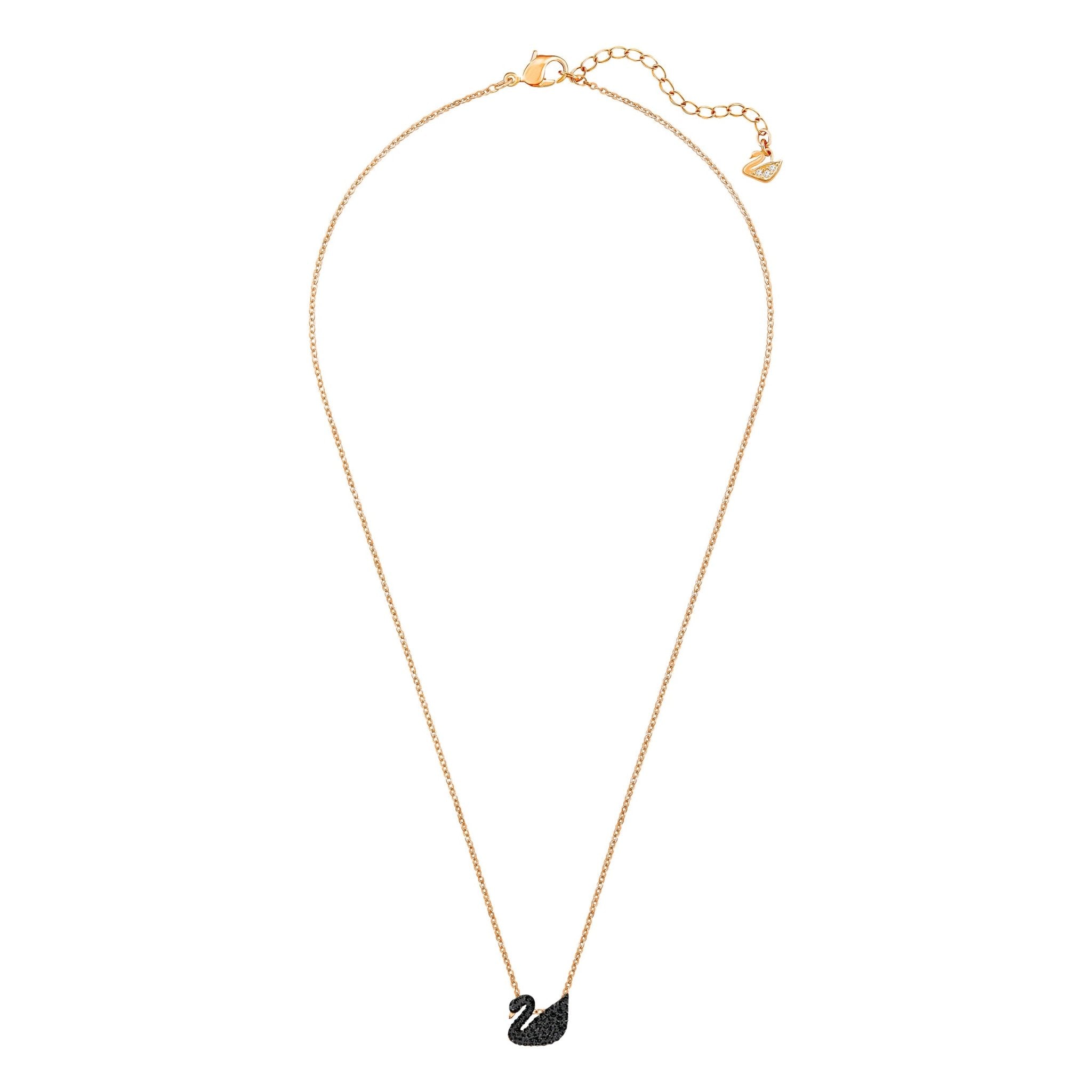 Swarovski Swan Pendant Swan, Small, Black, Rose Gold-tone Plated -Swarovski