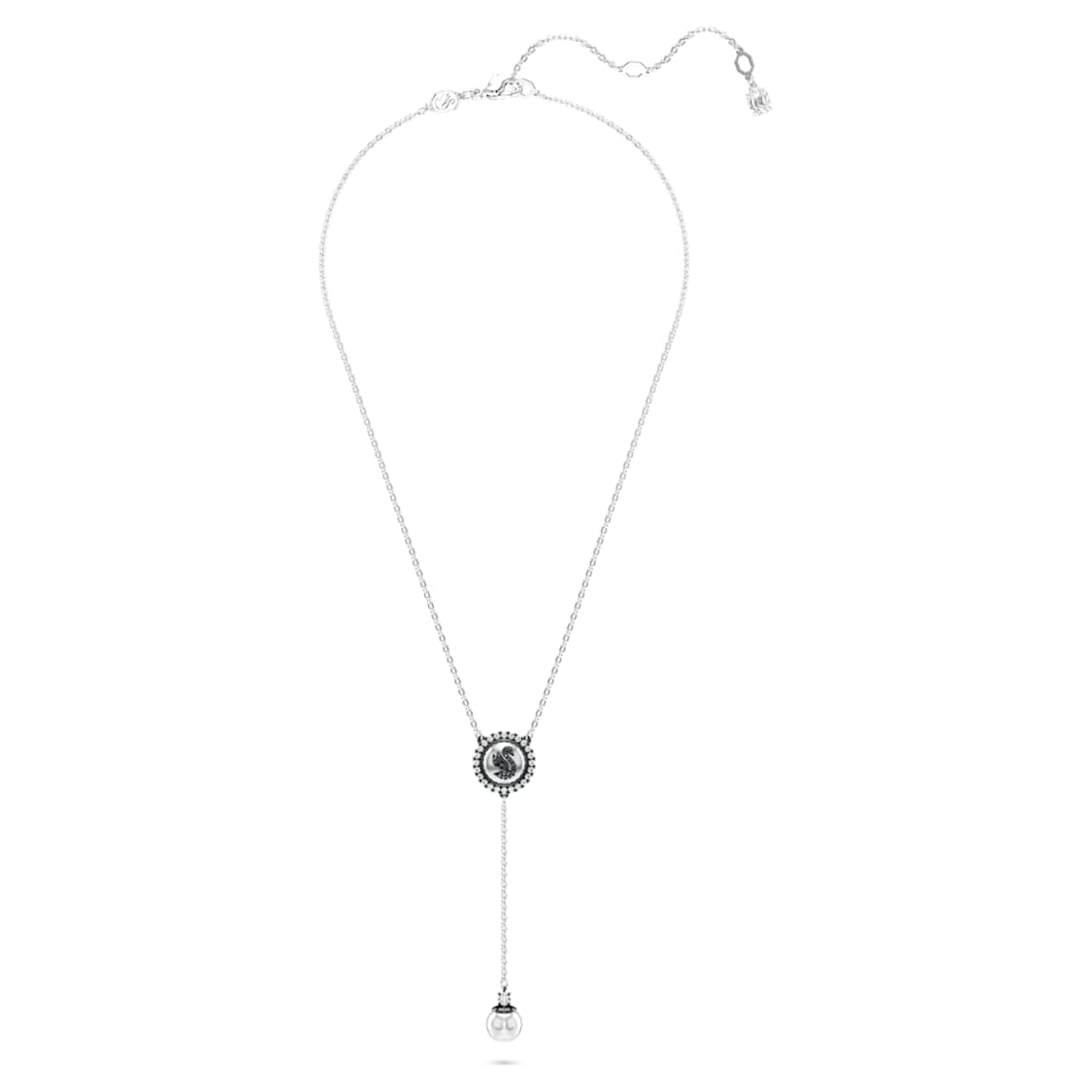 Swarovski Swan Y Pendant Swan Gray Rhodium Plated -Swarovski