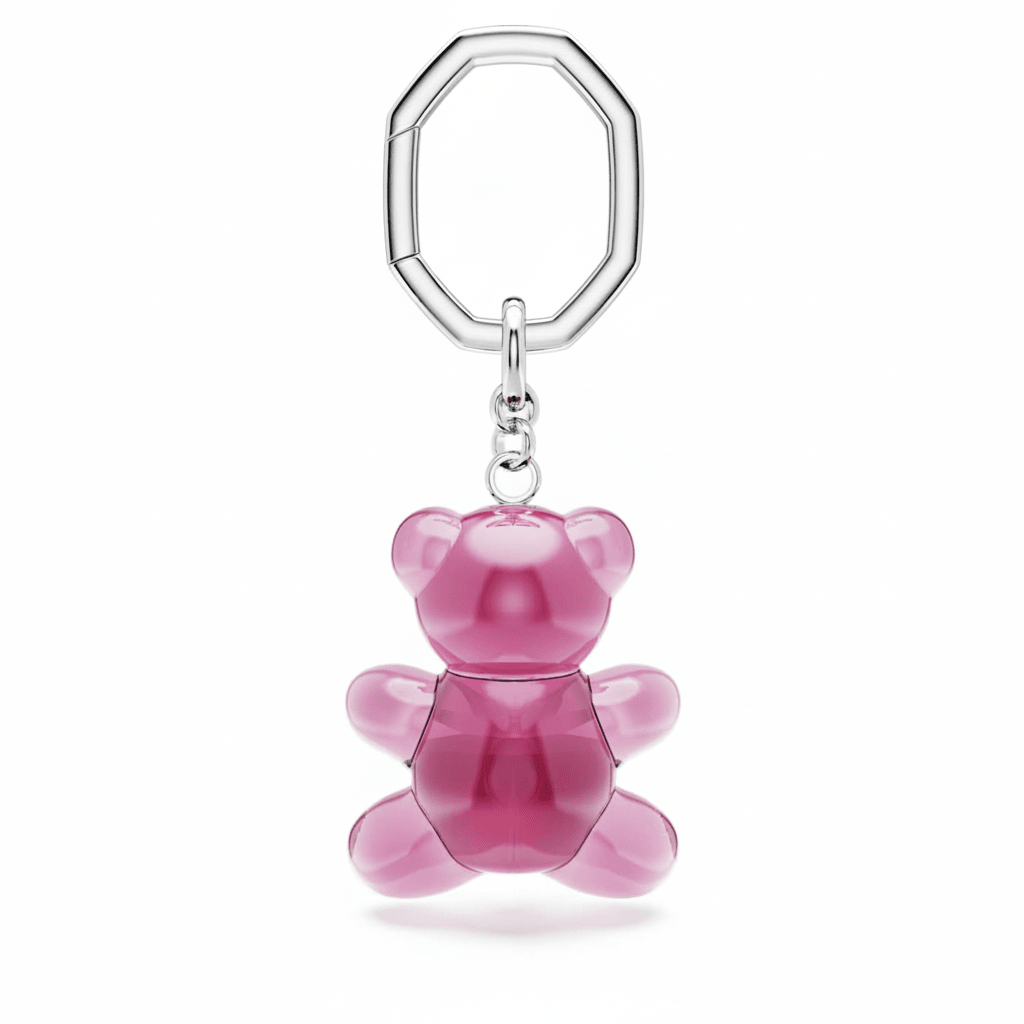 Swarovski Teddy key ring Bear, Pink, Rhodium plated -Swarovski