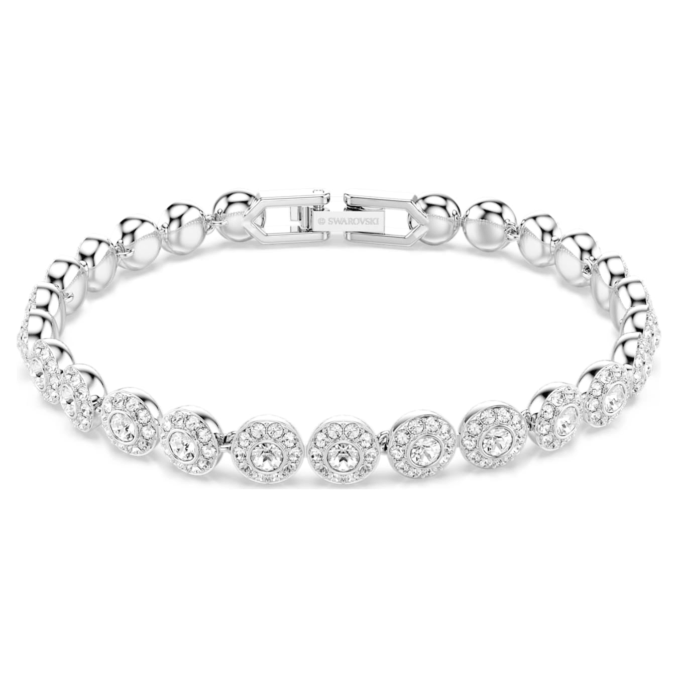 Swarovski Una Angelic bracelet Round cut, Small, White, Rhodium plated -Swarovski