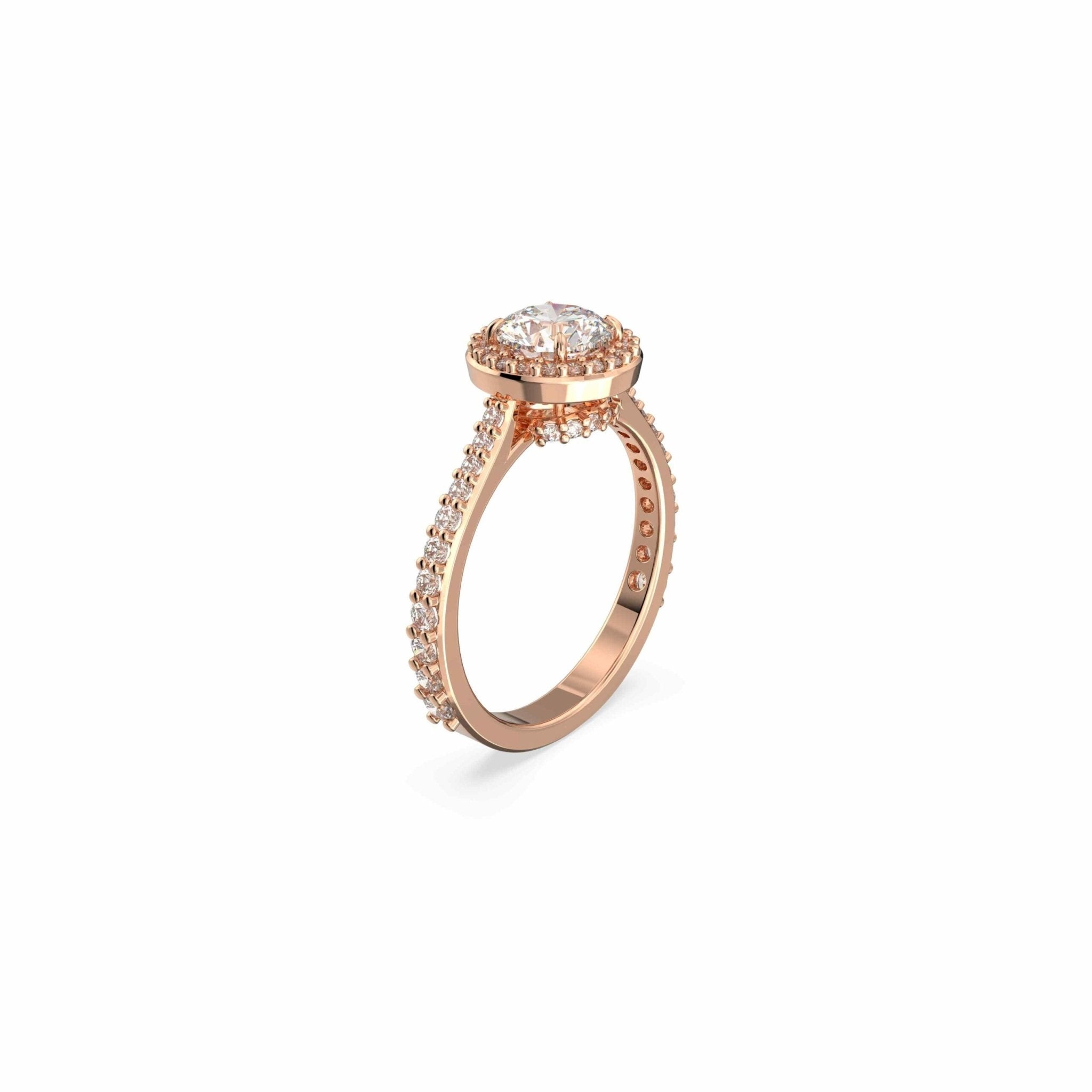 Swarovski Una Angelic cocktail ring Round cut, Pavé, White, Rose gold-tone plated -Swarovski