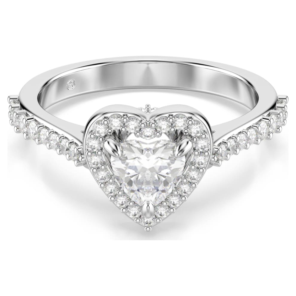 Swarovski Una Angelic Motif ring, Mixed cuts, Heart, White, Rhodium plated -Swarovski
