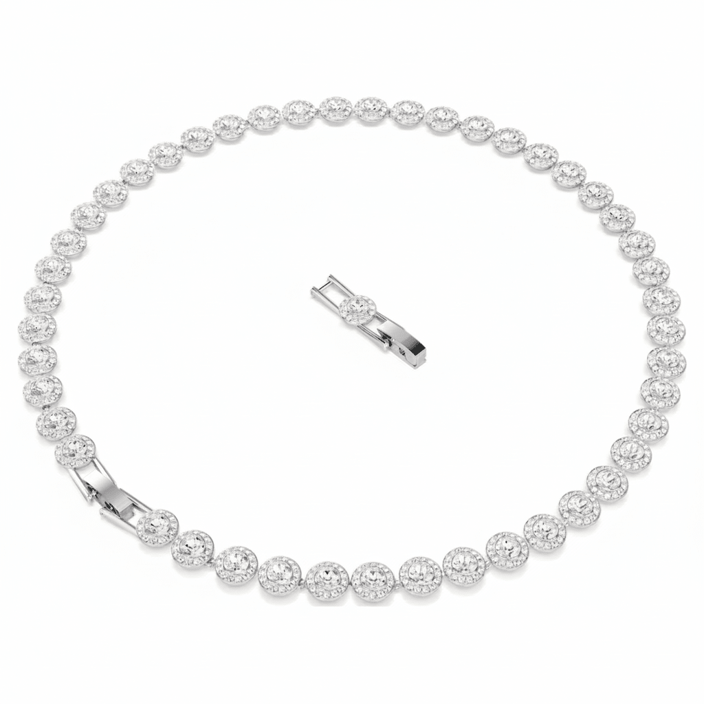 Swarovski Una Angelic necklace Round cut, Medium, White, Rhodium plated -Swarovski