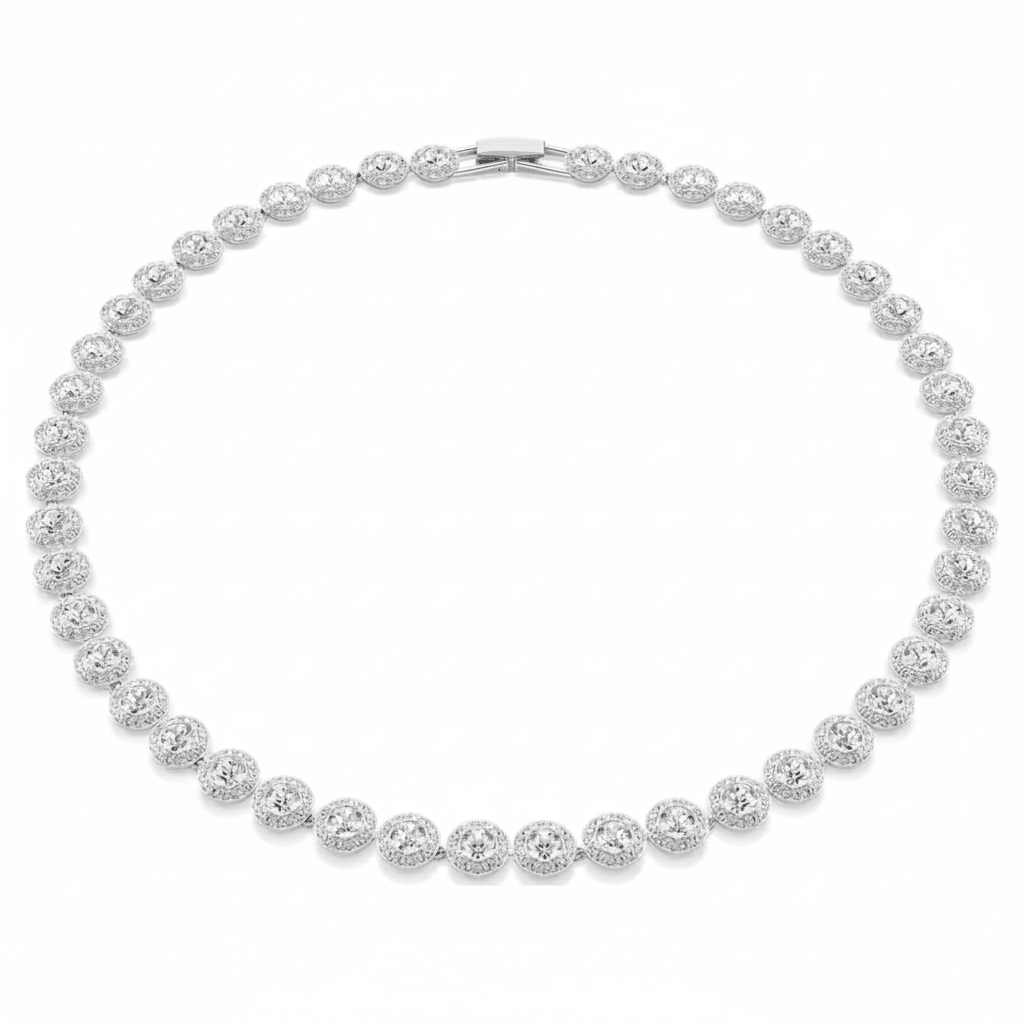 Swarovski Una Angelic necklace Round cut, Medium, White, Rhodium plated -Swarovski