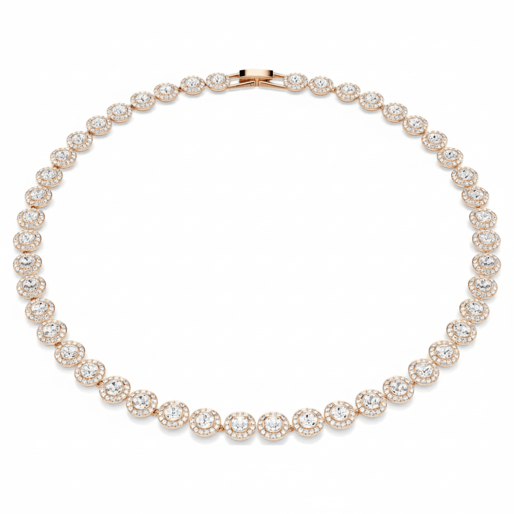 Swarovski Una Angelic necklace Round cut, Medium, White, Rose gold-tone plated -Swarovski