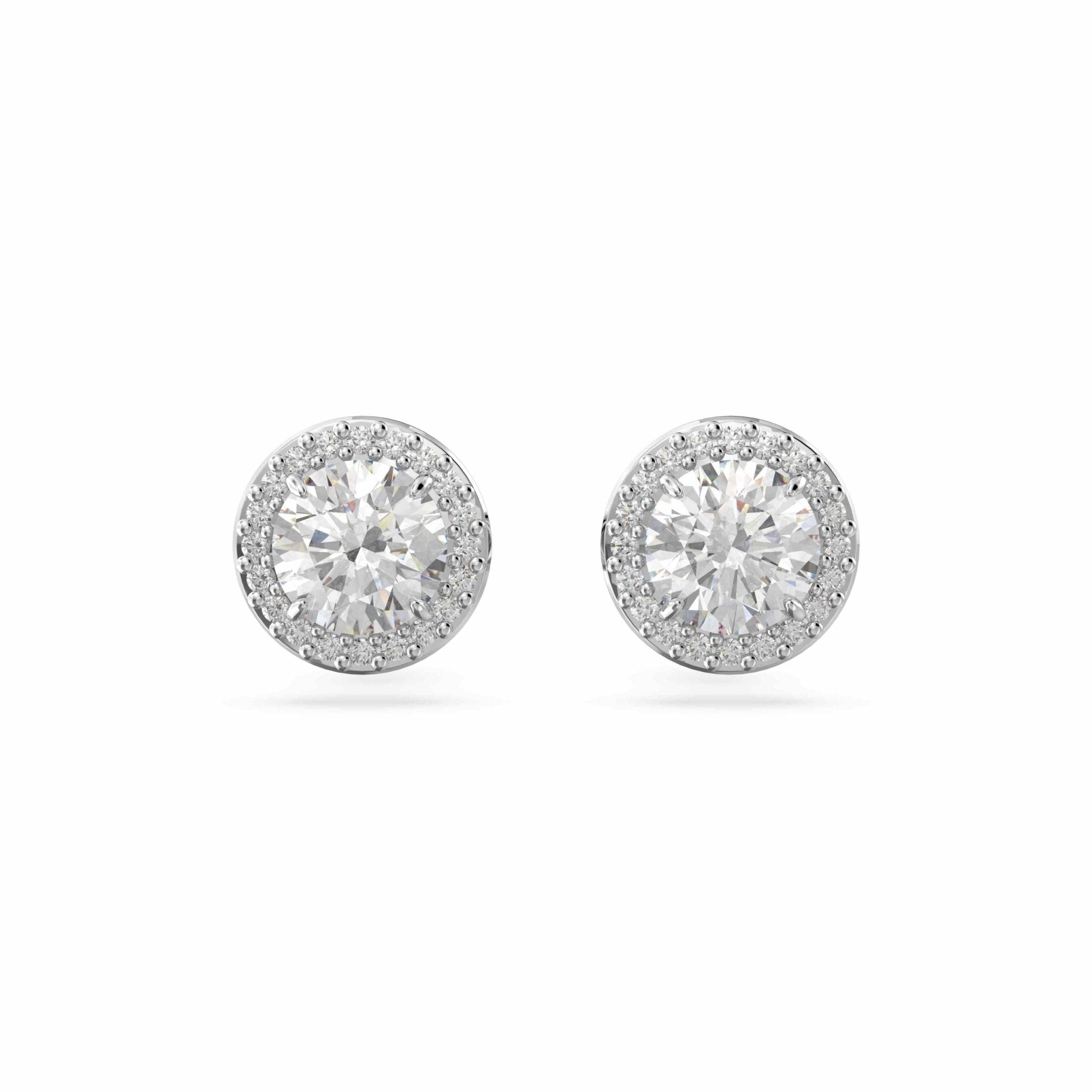 Swarovski Una Angelic stud earrings Round cut, Pavé, White, Rhodium plated -Swarovski