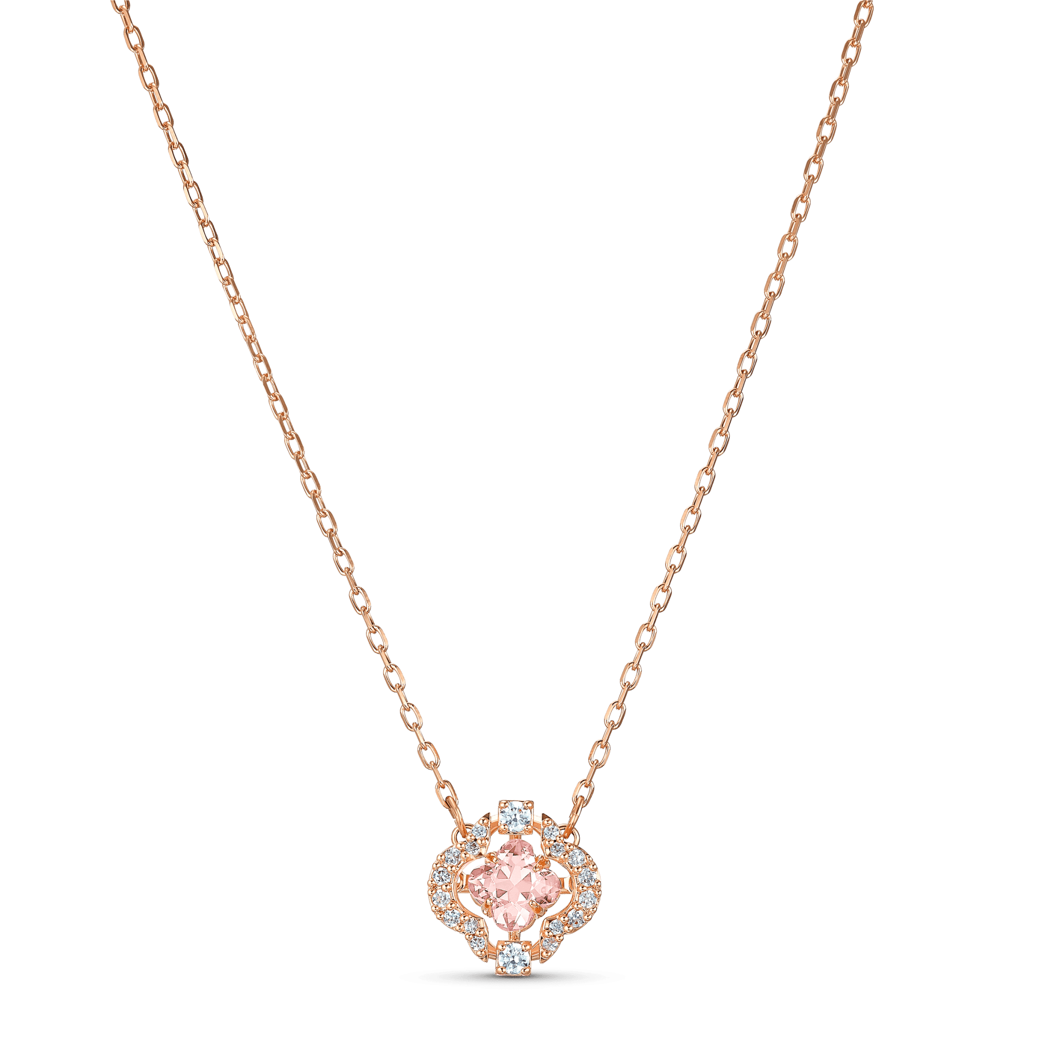 Swarovski Una, Clover Necklace, Pink, Rose-Gold Tone Plated -Swarovski