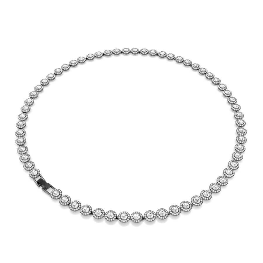 Swarovski Una Necklace, Round Cut, Long, White, Ruthenium Plated -Swarovski