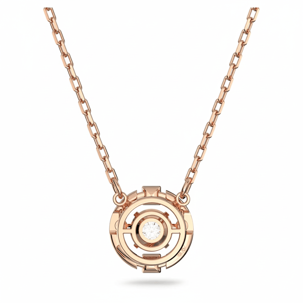 Swarovski Una necklace Round cut, White, Rose gold-tone plated -Swarovski